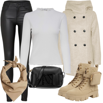 Outfit mit Schwarz/Dunkelgrau/Grau/Rot Schultertasche/Mannstasche/Gürteltasche/Umhängetasche/Schultertasche/Brieftasche/Kleine Tasche/Schulranzen Armani Exchange "Outfit für den Winter"