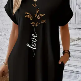 With Pocket Dress, Casual Short Sleeve Dress For , Women's Clothing