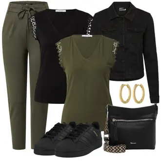 Kurz Outfit mit Schwarz/Dunkelblau Mantel/Cordjacke/Kurzjacke/Jeansjacke/Shirtjacke/Kurze Jeansjacke/Sommerjacke/Bluse Große Größe Noisy may "Sommer Look für den Alltag"