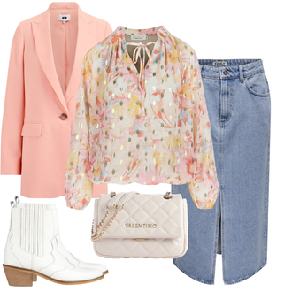 Extra groot Kort Outfit met roze Elegante Blazer/Leren Jas/Katoenen Blazer/Oversized Blazer/Leren Herenjas/Lederen jas/Boyfriend Blazer/Blazerjas/Korte Blazer WE Fashion "Perfect voor de lente"Look: Elegant, Preppy, Werkkleding, Glamoureus, Extra groot, Business, Smart Casual, Klassiek, Edele