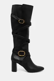 Usnjeni elegantni kornji Mayfair Strappy Knee Boot enski, rna barva, 3483800109