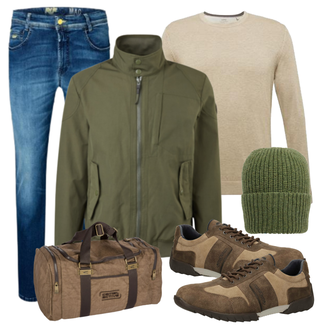 Outfit mit Schwarz Sneaker/Leder Sneaker Camel Active "Herbstliches Freizeit Outfit"