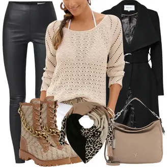 Outfit mit Beige/Braun Schal/Bandana/Kopftuch/Tuch About You "Elegantes Herbst Outfit"