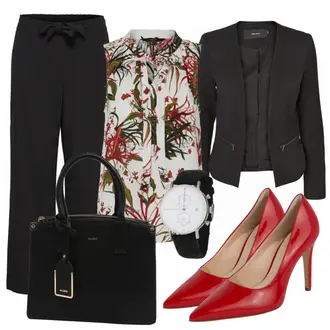 Outfit mit Rot High Heel Högl "sucsessful"