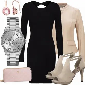 Party Outfits mit Schwarz Kleid Große Größe/Strick Große/Tunika Only "Kleine Schwarze"