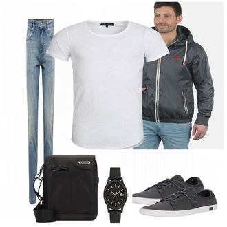 Outfit mit Weiß Sneaker Timberland "Blend"