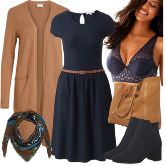 Outfit mit Dunkelblau/Blau Flache Stiefelette/SommerStiefelette/Klassische Stiefelette/Leder Stiefelette/Winter Stiefelette/Gefütterte Stiefelette Tamaris "Cooles Herbst Outfit"
