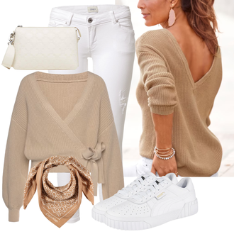 Outfit s Hnědá Šátek Calvin Klein "Stylový look na jaro"