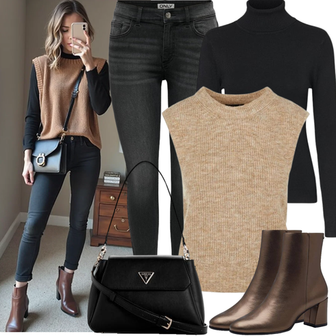Lederjacke/Leder Schuhe/Sweatjeans/Tapered-Jeans/Girlfriend Jeans/T-Shirt/Regular-Fit Jeans/Slim Fit Jeans/Caprijeans/Knöchelstiefel/Damen 7/8-Länge Jeans/Cropped Jeans Only kombinieren