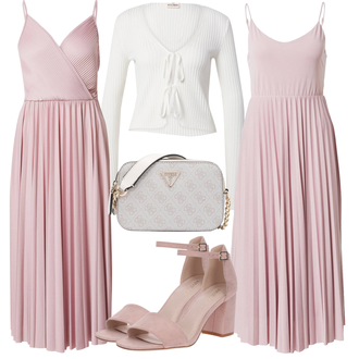 Outfit s Fialová Šaty s výstřihem/Šaty pro Družičku/Plisované Šaty/Dlouhé Letní Šaty/Společenské šaty pro hosta/Maxi Šaty About You "Perfektní na léto"