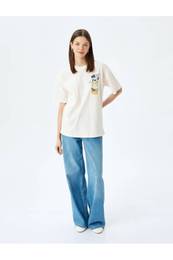 Cat Printed Crew Neck Short Sleeve Comfortable Fit T-Shirt