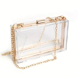 Acrylic Clutch Purse For Women, Fashionable Transparent Handbag With Detachable Chain Strap, Shoulder Bag For Wedding, Party, Ball, Banquet,