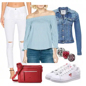 Outfit mit Grau Sneaker Jack & Jones "Esprit bluse"