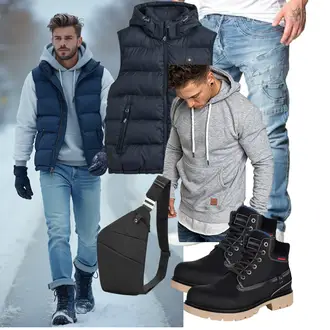 Gefütterte Warme Outfit mit Schwarz SchnürStiefelette/Wattierte Stiefel/Winter Stiefelette/Klassischer Stiefel/Herren Lederschuhe/Gefütterte Stiefelette/Sicherheitsschuh/Wasserfester Schuh/Wasserdichter Stiefel Gaatpot "Freizeit Outfit"
