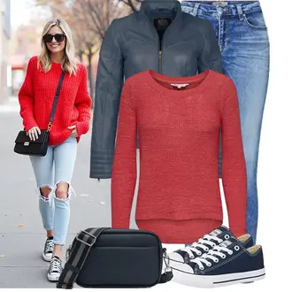 Herbst Outfits Coole mit Hellblau/Dunkelblau/Blau Schmaler Sneaker/Canvas-Sneaker Elara "Stylische Kombination für den Frühling"Look: Sportlich, Maritim, Casual, Smart Casual, Skater, Coole, Schön, Oversize, Classic, Trendige, Unisex, Schlichte, Uni, Stil, Löwe