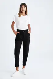Paperbag High Waist Woven 100% Cotton Trousers