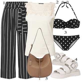 tenues avec Noir/Gris Pantalon en Tissu/Pantalon sport mi-long/Pantalon Paperbag/Pantalon Bavarois/Pantalon de Plage/Pantalon en Mousseline/Pantalon à Plis Devant/Pantalon Culotte/Pantalon Plissé/Short Grande Taille Lascana "tenues parfaite"