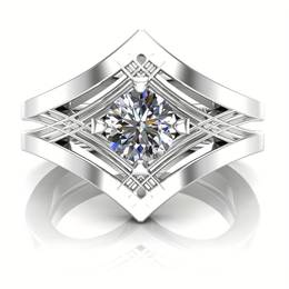 Women's Fashionable Forward Silver With Round White Stones Holiday Ring