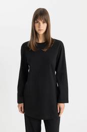 Regular Fit Crew Neck Basic Long Sleeve T-Shirt Tunic