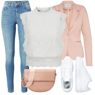 Kombinacije s odijelom sa SvjetloPlava/Plava Kožna Jakna/Slip-on Traperice/Push-up Traperice/Traperice Slim Kroja/Kožne Cipele/Zimska jakna/High Waist Traperice/Traperice s Prorezom/Muška Kožna Jakna Pieces, Bijela/Plava Tenisica za tenis/Tenisica za fitness/gimnastička papuča/cam cipela/cipela za trčanje Nike Sportswear "Jesenski outfiti"
