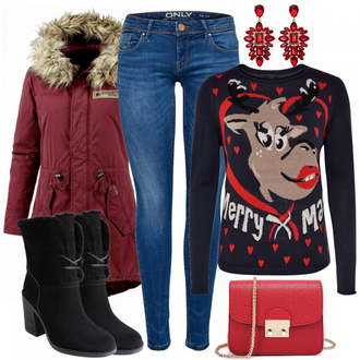 Winter Outfits Lang/Maxi mit Rot Schmuck "Merry"
