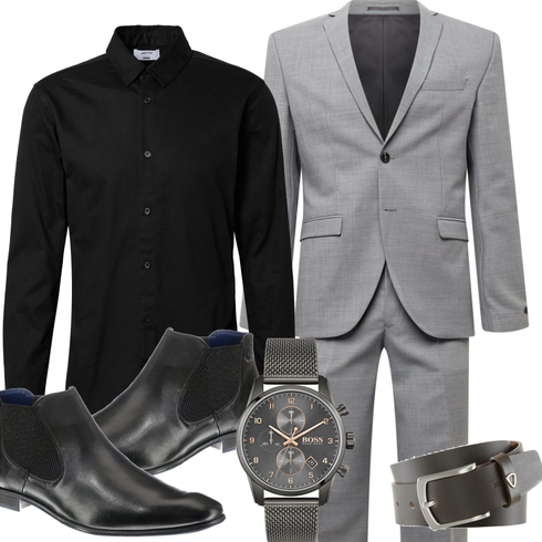Schwarz Business Hemd DAN FOX APPAREL kombinieren