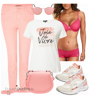 Outfit mit Grau Sneaker Saucony "Outfit in sommerlichen Farben"