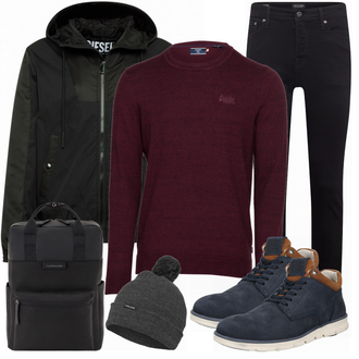 Outfit mit Blau Stiefel Jack & Jones "Street Style Outfit"