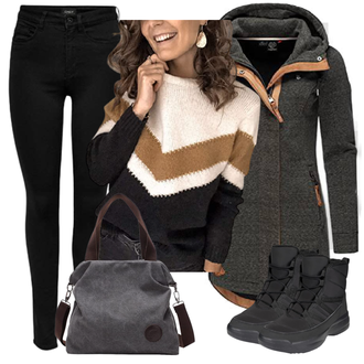 Outfit mit Schwarz Sweatjacke Ragwear "Winter Outfit"