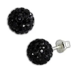 SilberDream Ohrstecker Glitzerkugel 8mm schwarz Preciosa Zirkonias Sterling Silber 925 Ohrring GSO2808S
