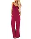 OUGES Damen Sommer Ärmellos Jumpsuit Overall Lang Hosenanzug Casual Playsuit Romper mit Taschen(Wein,M)