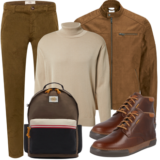 Outfit mit Rot Lederjacke Jack & Jones "Alltags Outfit"