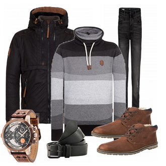 Outfit mit Braun Stiefel Rieker "Diesel"