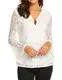 Meaneor Damen-Bluse, Spitze, A-Linie, langärmelig, V-Ausschnitt, Tunika, Top, sexy Shirt - Weiß - Mittel
