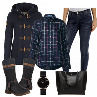 Outfit mit Schwarz/Dunkelblau/Grün/Blau/DunkelGrün/Grau/Hellblau ReitStiefel/WeitschaftStiefel/Herren Lederschuhe/Wattierte Stiefel/Biker Boot/Winter Stiefel/Wasserdichter Stiefel Rieker "Laura"