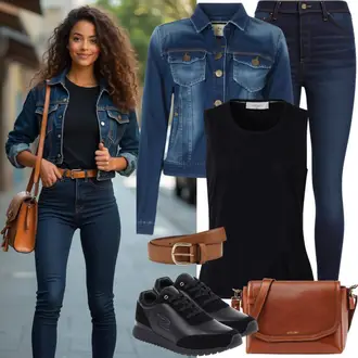 Denim jacket outfits Jesen mit Bež/Rjava Torba za čez ramo/Torbica za čez ramo/Torba za čez ramo/Torbica za okrog pasu/Mini torbica/Torbica za okrog pasu/Billfold/Satchel torba mmc studio "Popolno za prosti čas"