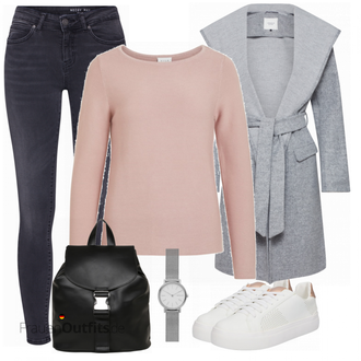 Herbst Outfit mit Dunkelblau/Grau Lederjacke/Biker Jeans/Sportschuhe/Regular-Fit Jeans/Slim Fit Jeans/Leder Schuhe/Sweatjeans/Thermojeans/Herren Lederjacke/Winterjacke/Jeansjacke/Jacke Mit 3/4 Ärmel/Jacke mit Seitlichem Reißverschluss/Merinojacke/Kurze Jeansjacke/Frühlingsjacke/Nachhaltige Jacke/Übergangsjacke/Uniformjacke Noisy may "VILA Pullover"