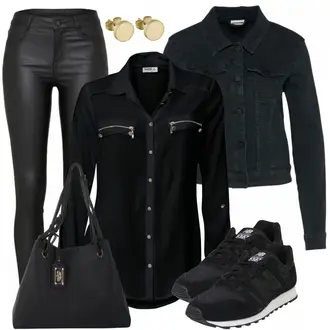 Kurz Outfit mit Schwarz/Dunkelblau Mantel/Cordjacke/Kurzjacke/Jeansjacke/Shirtjacke/Kurze Jeansjacke/Sommerjacke/Bluse Große Größe Noisy may "Noisy"