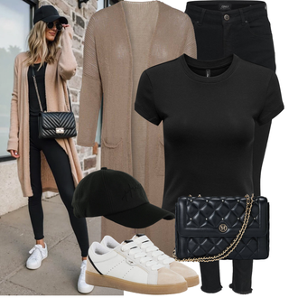 Outfit met beige/Crème/wit Lage Sneaker/Leren sneaker/Smalle sneaker/Vintage Sneaker/Skateschoen Tamaris "Modieuze lente-outfit"