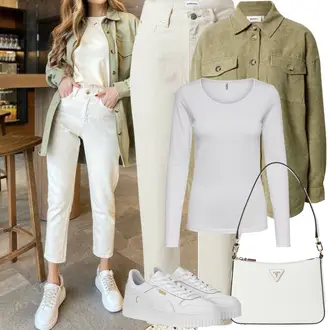 Carina Outfit sa Bijela/Bež Tenisica s platformom Puma "Proljetni Outfit"