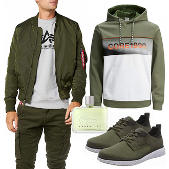 Outfit mit Grün/Weiß/Blau Lacoste "Alltags Outfit"