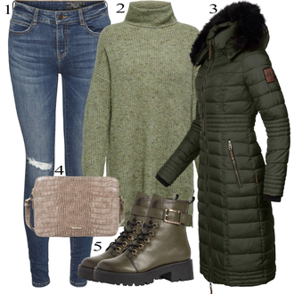 Outfit sa Tamnozelena/Zeleno Parka velike veličine Navahoo "Tvoj otmjeni outfit"