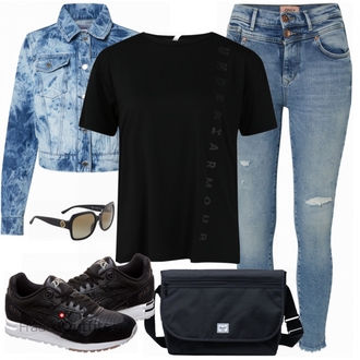 Outfit mit Schwarz T Shirt Under Armour "Freizeit Kleidung"