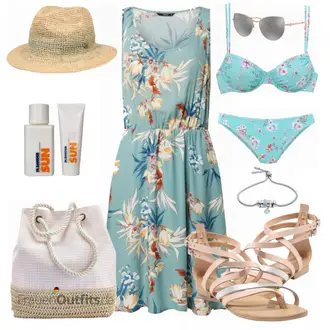 Party Outfits mit Grau Kleid Große Größe/Blusenkleid Only "Strand Outfit"