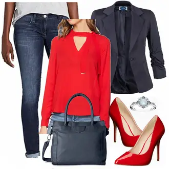 Winter Outfit mit Blau/Dunkelblau Straight Leg Jean/T-Shirt/Regular-Fit Jeans/Push up Jeans/Winterjacke/Low Waist Jean/Leder Schuhe/Slim Fit Jeans/Low Rise Jean Mavi "Morgan"