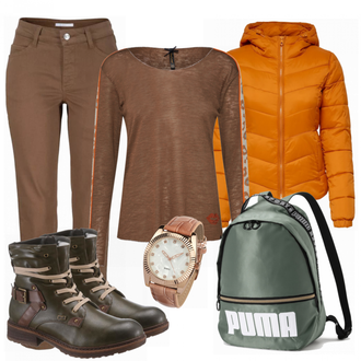 Outfit mit Grün Stiefel Rieker "fortunate"
