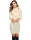 Hawiton Damen Strickkleid Mit Rollkragen und Gemustertem Rockteil Elegant Pullikleid für Business Freizeit, Aprikose, M