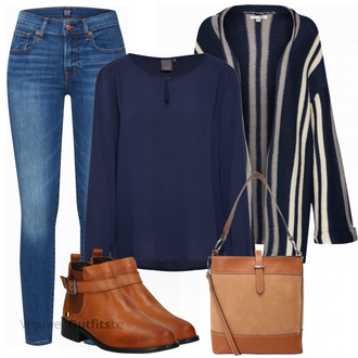 Winter Outfits met bruin Sporttas ESPRIT "Gap jeans"
