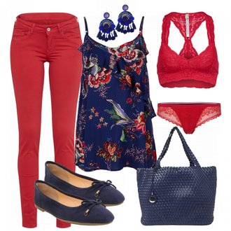 Outfit mit Blau Plateauschuh About You "Please"