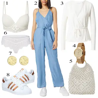 Vintage kombinacije 90-ich, Estetika sa Svjetloplava/Plava Kombinezon i hlače s naramenicama/Ljetni kombinezon/Elegantni kombinezon/Traper kombinezon About You "Ljetni outfiti"Look: Premium, cool, Sveučilišna, Šik, 90-ich, Mom, Za Kuću, Radna odjeća